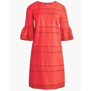 J. Crew Red Flutter Sleeve Eyelet Cotton Shift Dress Sz 00